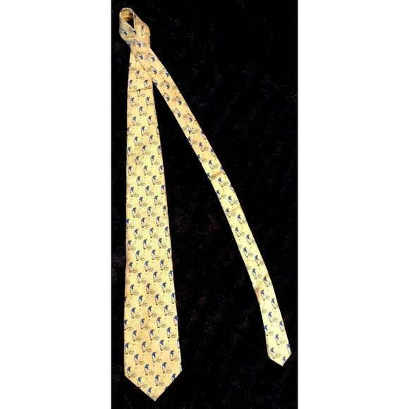 Lauren/Ralph Lauren Golf Neck Tie Yellow Silk Made in USA-EUC- - Picture 3 of 10